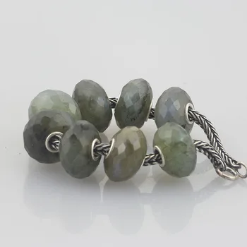 

Faceted Natural Charms Bead Labradorite Beads Fit European Charm Bracelets Fashion Round Beads For Jewelry Making Small Hole