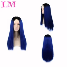 LM 2" 22" синтетический парик для косплея устойчивый черный фиолетовый зеленый цвета часть тепла волна блонд парик синтетический парик