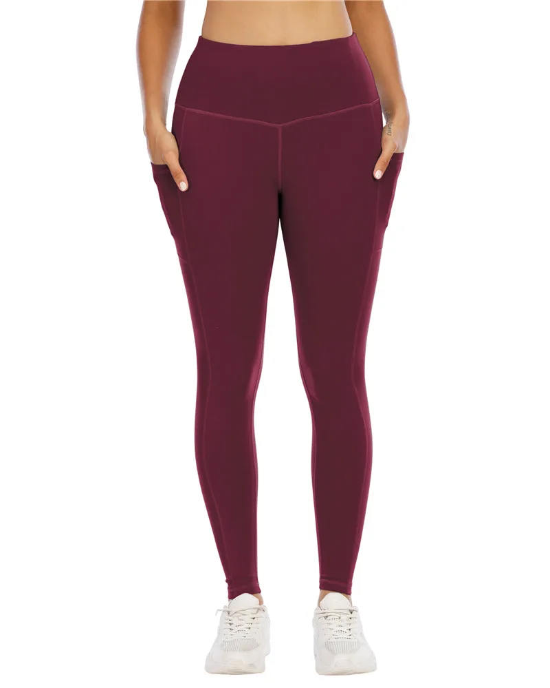 crossover leggings CHRLEISURE Sport Leggings Women High Waist Fitness Leggings with Pockets Gym Leggings Women Clothing fleece lined leggings