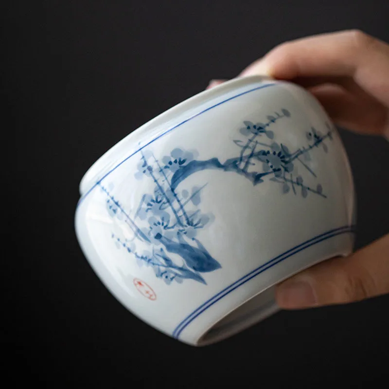 350ml Retro Blue And White Ceramic Tea Washer Hand-painted Samuume Tea Residue Tank Washing Small Filtered Garbage Can