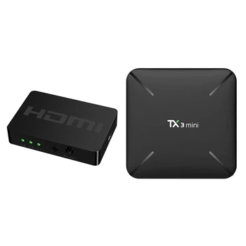 

1pcs Hdmi Switcher 3 in 1 Out 1080P with Remote Control & 1pcs Tx3 Mini Tv Box Android 8.1 Tv Box 1Gb/8Gb Eu Plug