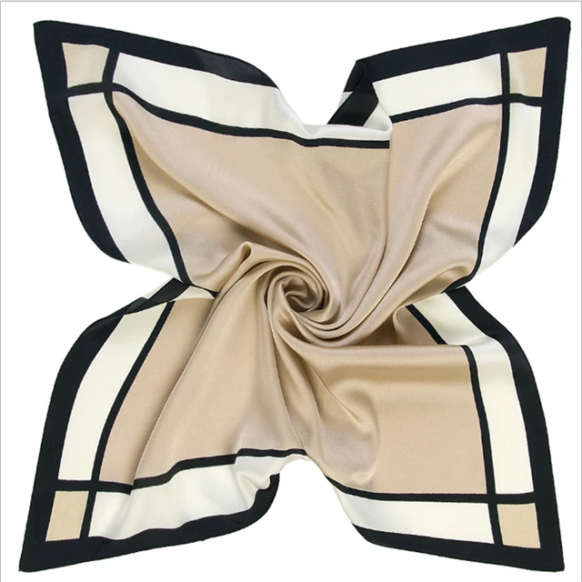 2021 summer square 33 color silk scarf fashion print ladies luxury hair band turban handkerchief head female beach shawl ML15 27