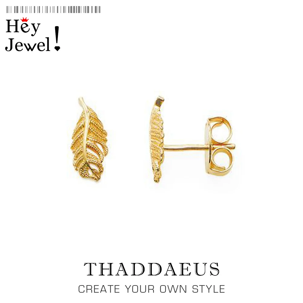 Серьги-гвоздики золотого пера, гламурные украшения в стиле Thomas Модные Качественные украшения для Для женщин, Ts подарок в 925 пробы серебро, Супер предложения