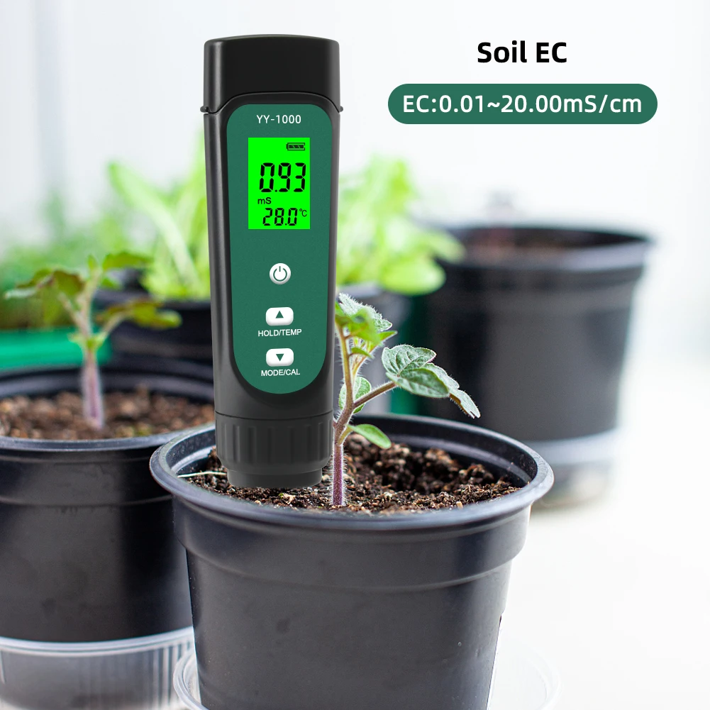 Yieryi YY-1000 Soil EC Temperature Meter Digital Plant Moisture Conductivity Tester Garden Laboratory Household Measuring Tool