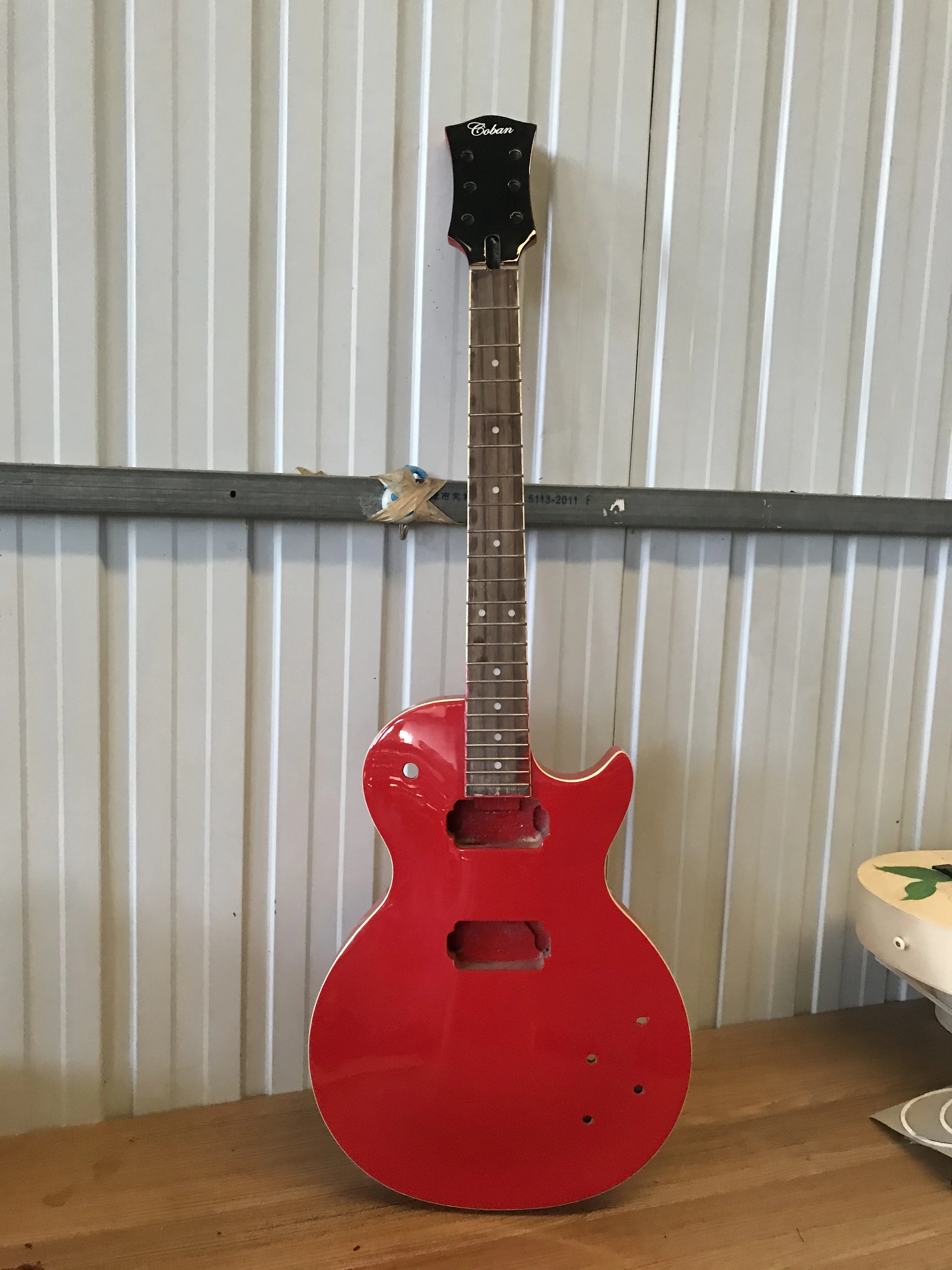 Eléctrica Lp sin terminar, Color rojo, sin trastes, Gibson, cuerpo cuello|Guitarra| - AliExpress