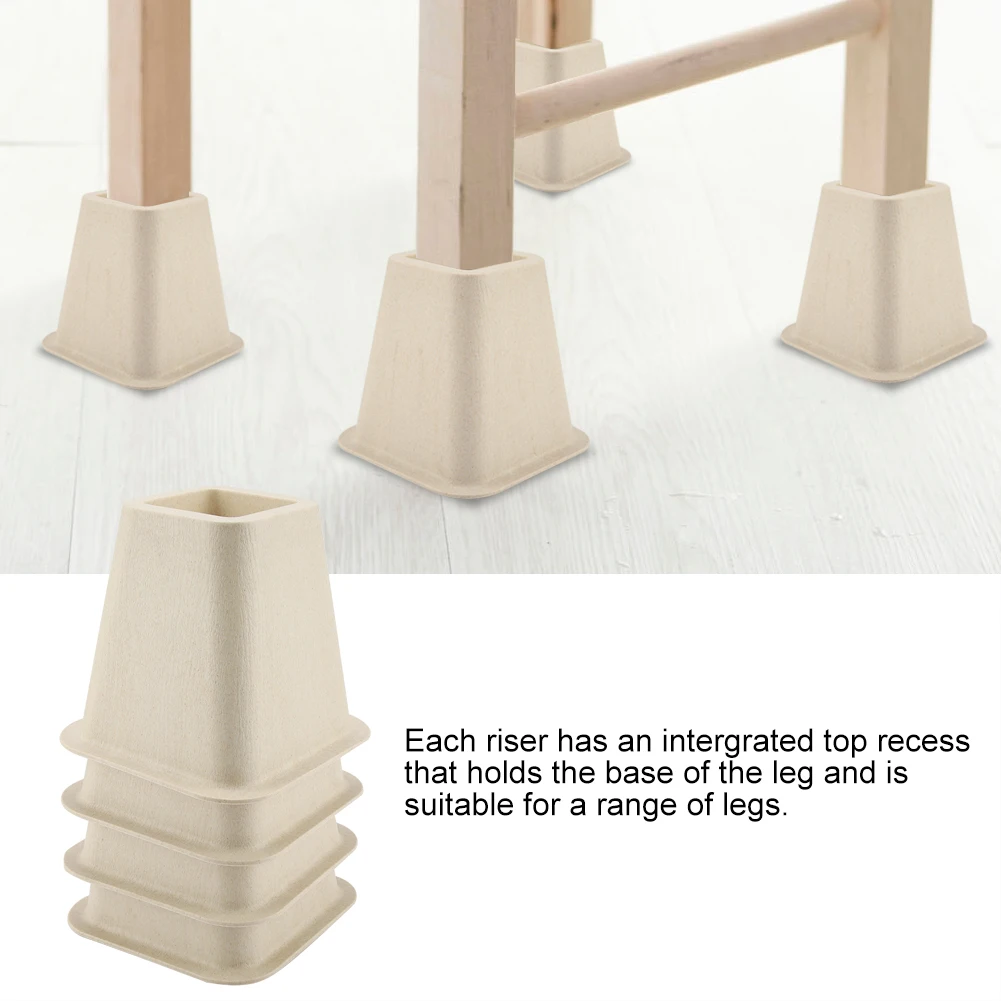 New Imitation Porcelain Furniture Raisers Set Of 4 For Bed Chair Desk Table Wood Floor Feet Protectors Furniture Risers Tool