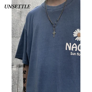 

UNSETTLE 2020SS Summer Men/Women Harajuku T-shirt Hip Hop Funny Print Sunflower Fashion Streetwear t shirt Short Sleeve Tee Top