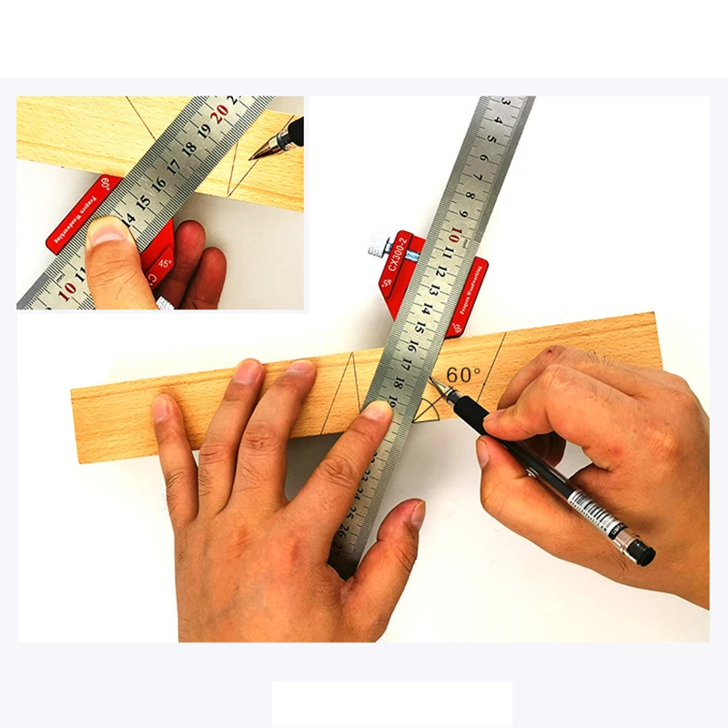 Угол Scriber стальная линейка позиционирования блок деревообрабатывающая линия Scriber Калибр алюминиевый сплав для столярных DIY Измерительная Линейка Инструмент