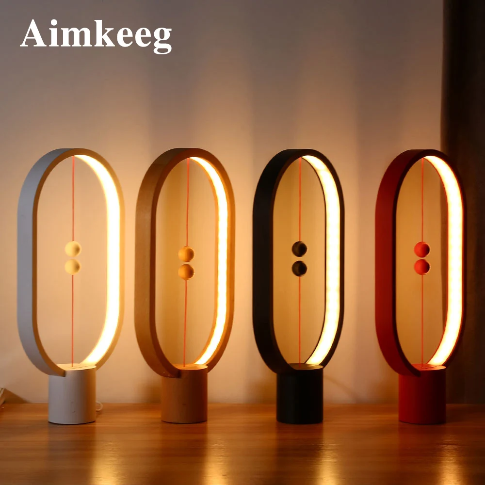 Comprar Aimkeeg lámpara de equilibrio inteligente creativa LED luz de noche de mesa con interruptor magnético alimentado por USB Lámpara de noche de oficina de dormitorio decoración del hogar