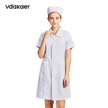Красота Больница женская медицинская Униформа с короткими рукавами лабораторное пальто больница доктор тонкая многоцветная форма медсестры, медицинская белая куртка комбинезон