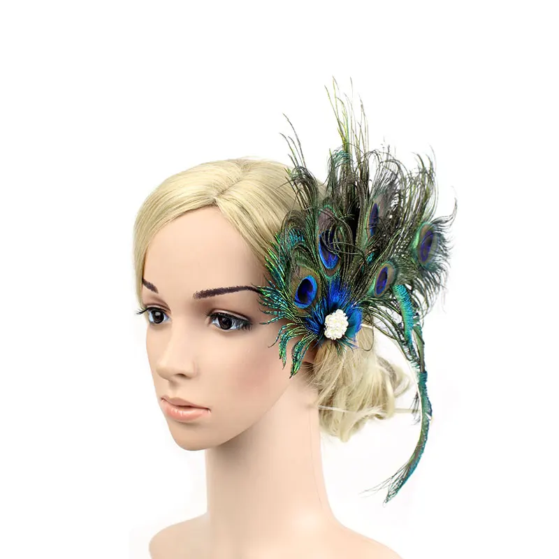 Женская заколка для украшения для волос с перьями павлина, женские скачки, Свадебная вечеринка, Тиара заколка, аксессуары для волос