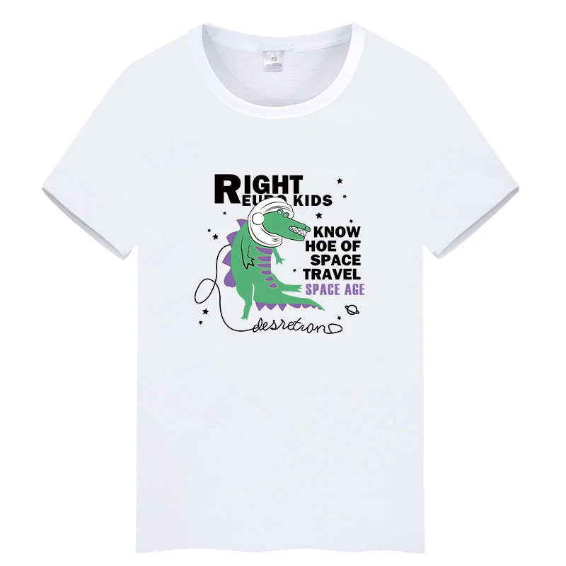 White055 Экономичная Цена, футболки с динозавром для мальчиков, белая футболка для маленьких девочек, детская хлопковая футболка с короткими рукавами с динозавром - Цвет: White055
