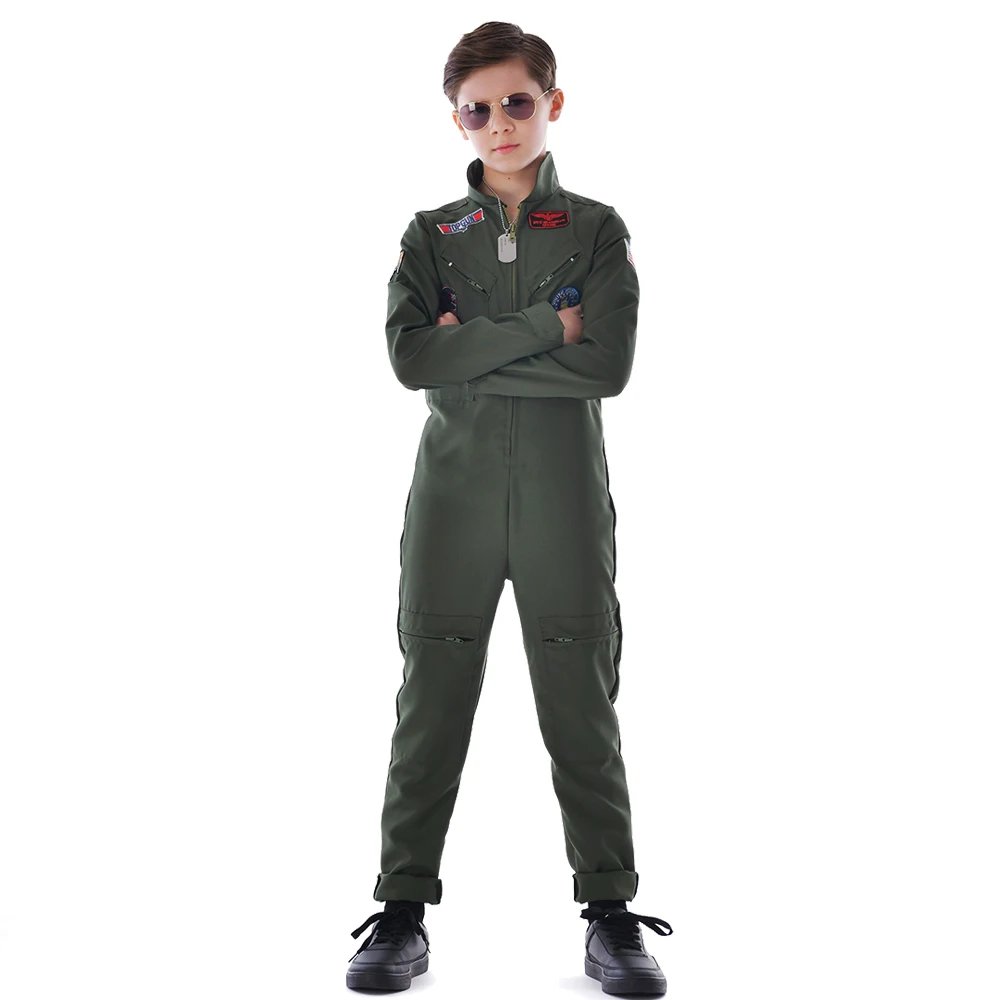 Top Gun Cosplay Military Pilot Costume for Kids American Airforce Uniform Boys Flight Suits cosplay jumpsuit superhero cosplay costume kids cosplay costume