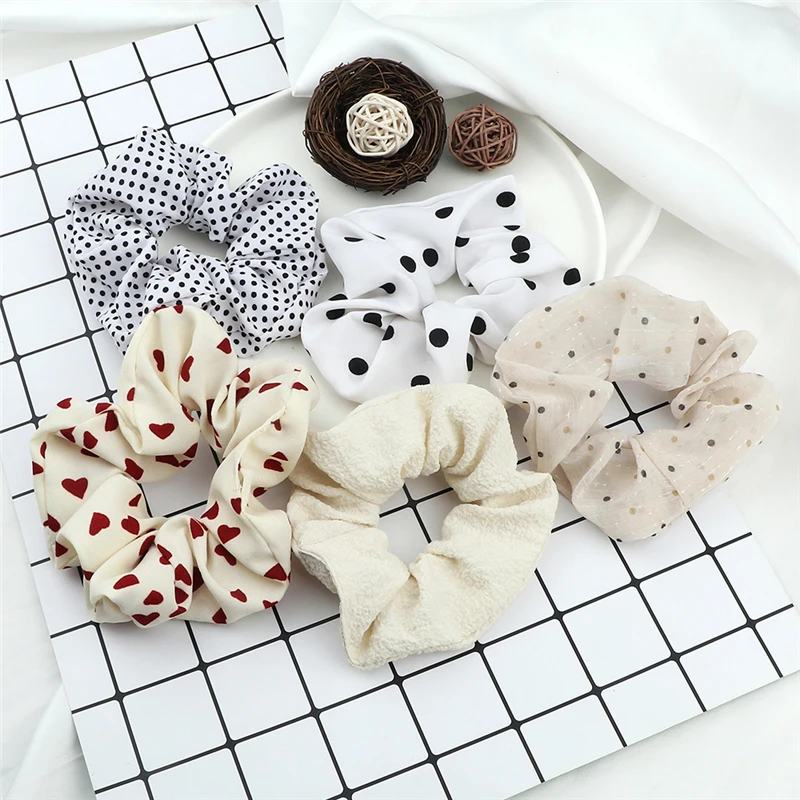 

White Series Hair Bands Rope Korean Hair Tie For Women Girls Fashion Scrunchies Hair Accessories Ponytail Holder Scrunchies Gift