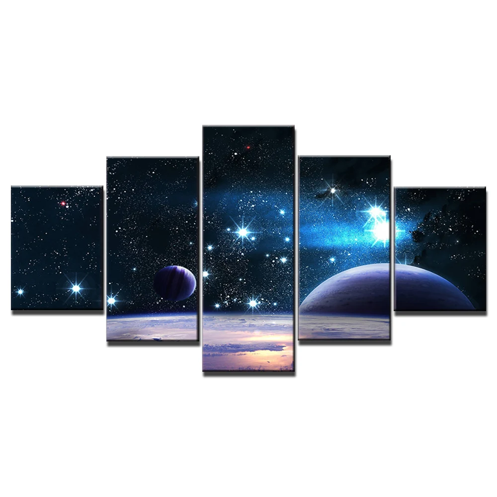 5 панель планета Вселенная Космос картины холст картина звездное небо плакат печать земля рисунок с Луной для гостиной домашний декор - Цвет: NY-7268B