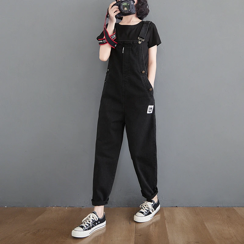 Black denim overalls womens Clearance