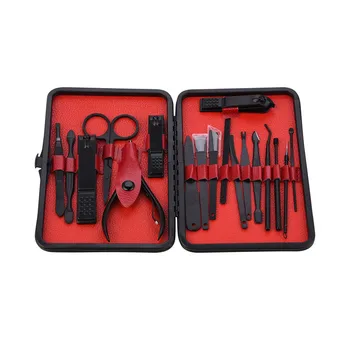 

18pcs/kit Stainless Steel Nail Clipper Cutter Trimmer Ear Pick Manicure Set Pedicure Toe Nail Art Tools Kits +PU Travel Case P47