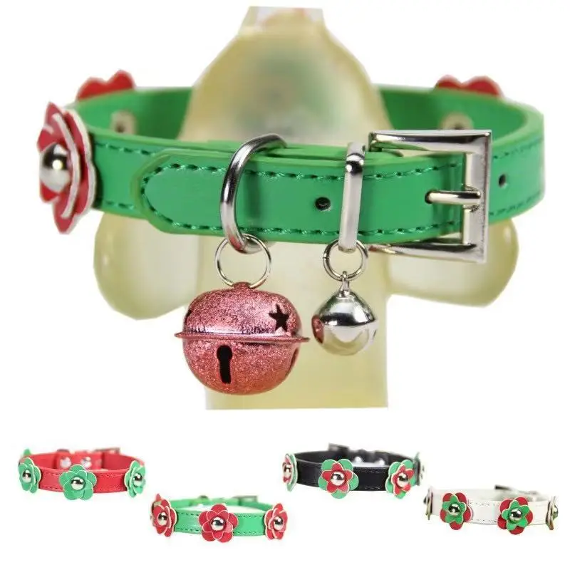 

Pet Dog Flower Collar With Bell Adjustable Dog Cat Collars Control Handle Training Pet Puppy Kitten Collar Pet Supplies Products
