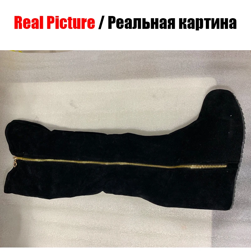 Женские сапоги на танкетке KARINLUNA однотонные повседневные до колена с круглым