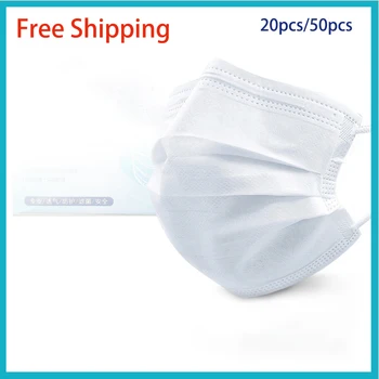 

20pcs/50pcs Disposable Face Mask for men and women 3 Layer Respirator Non-Woven mouth Masks Anti Pollution Free Shipping