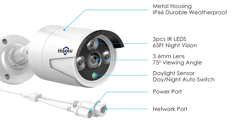 Hiseeu 4 шт./лот 4MP POE IP камера Аудио H.265 безопасности наружная Водонепроницаемая камера видеонаблюдения P2P ONVIF