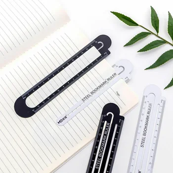 

15cm Manganese Steel Mini Bookmark Tool Office Portable Student School Drawing Durable Ruler Practical Clip Design