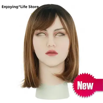 

Party Christmas Handmade Breasts Silicone Masks Artificial Realistic Skin May Latex for Male Shemale Cosplay Drag Queen