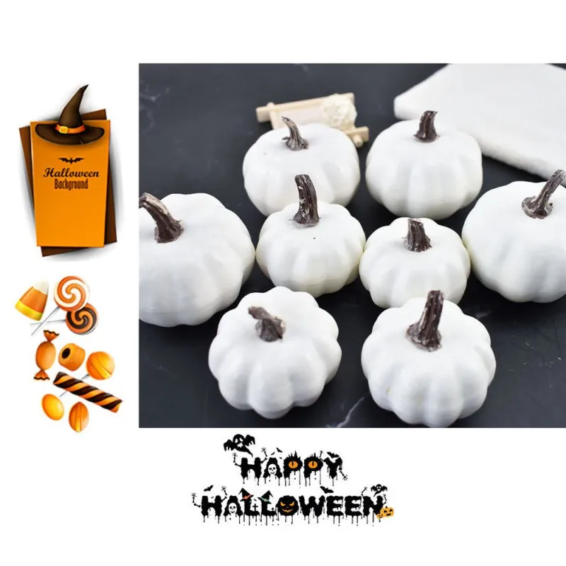 12Pcs Artificial Pumpkins Creative Lifelike Simulation Artificial Pumpkins Festive Wedding Halloween Party Home Decoration