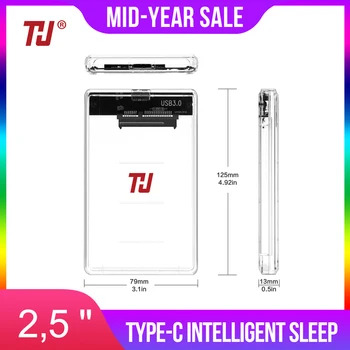 

THU 2.5'' USB3.0 Transparent HDD Case USB3.0 Hard Drive Enclosure Support UASP Protocol With USB 3.0/ Type-C to A Cable SSD CASE