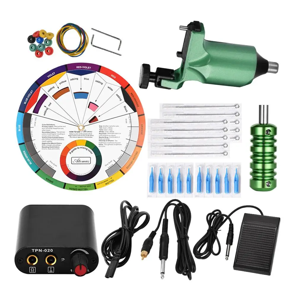 

Professional Complete Tattoo Kit Rotary Liner Shader Machine Inks Starter Supply Tattoo Machines Gun Grips Body Art Tools Set