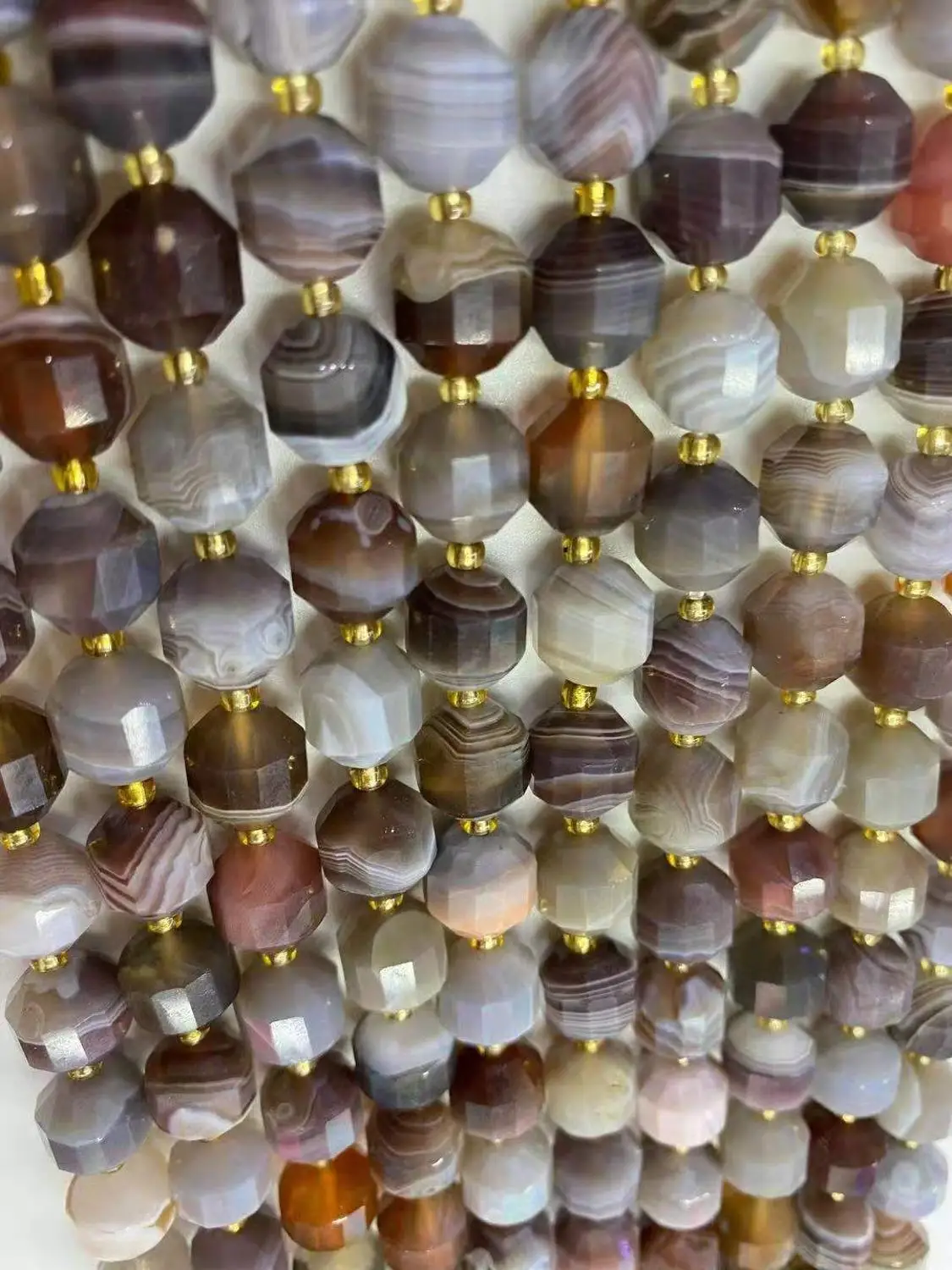

Natural Botswana Agat 8mm-10MM (1 strand/set) faceted energy column loose beads stone for Christmas jewelry making DIY
