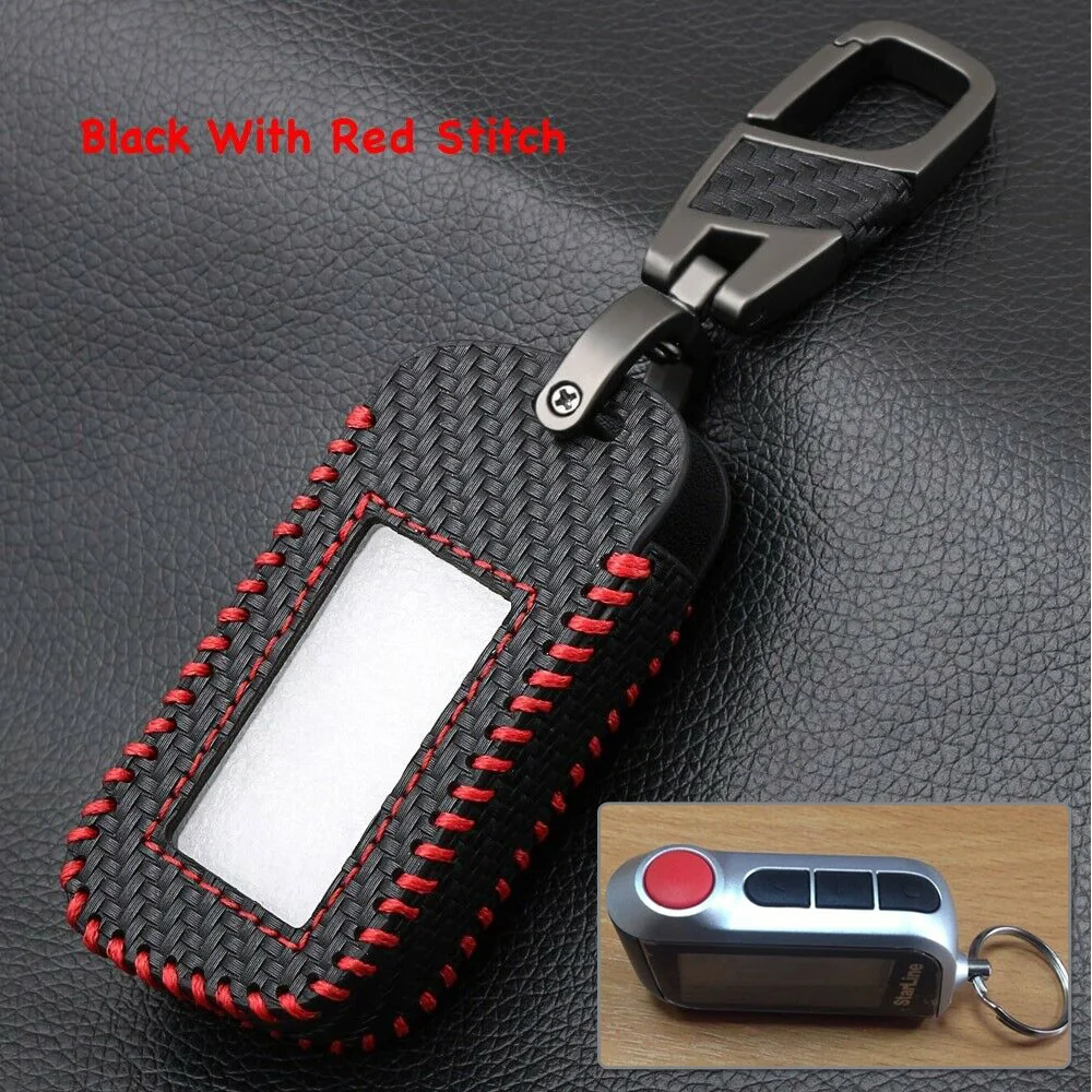 

Car Auto Carbon Fiber Leather Smart Remote Key Cover Case For Starline A93 A63
