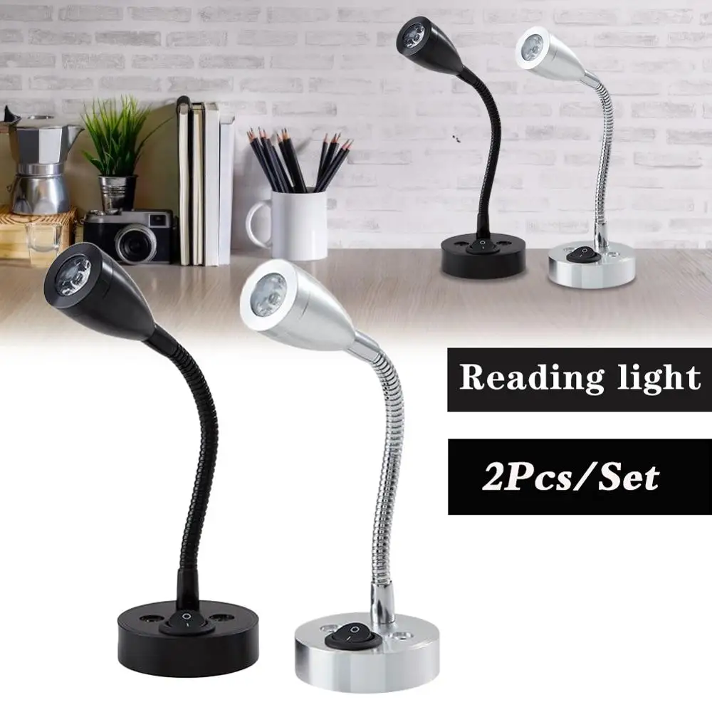 2 шт. светодиодный 12V LED пятно света для чтения светильник гибкий гусиная шея