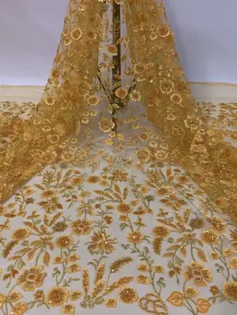 

NEW African Lace Fabric 2020 High Quality Lace, Embroidery Lace Gold, Handmade Beads Lace Fabric YYZ98833