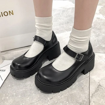 Shoes Lolita Shoes Women Japanese Style Mary Jane Shoes Women Vintage Girls High Heel Platform Shoes College Student Size 40 1