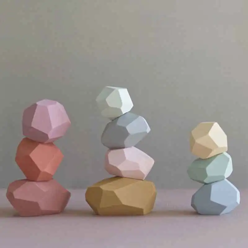 

Creative Wooden Jenga Building Block Colored Stone Educational Toys Kids Stacking Game Children's Wooden Toys Gifts