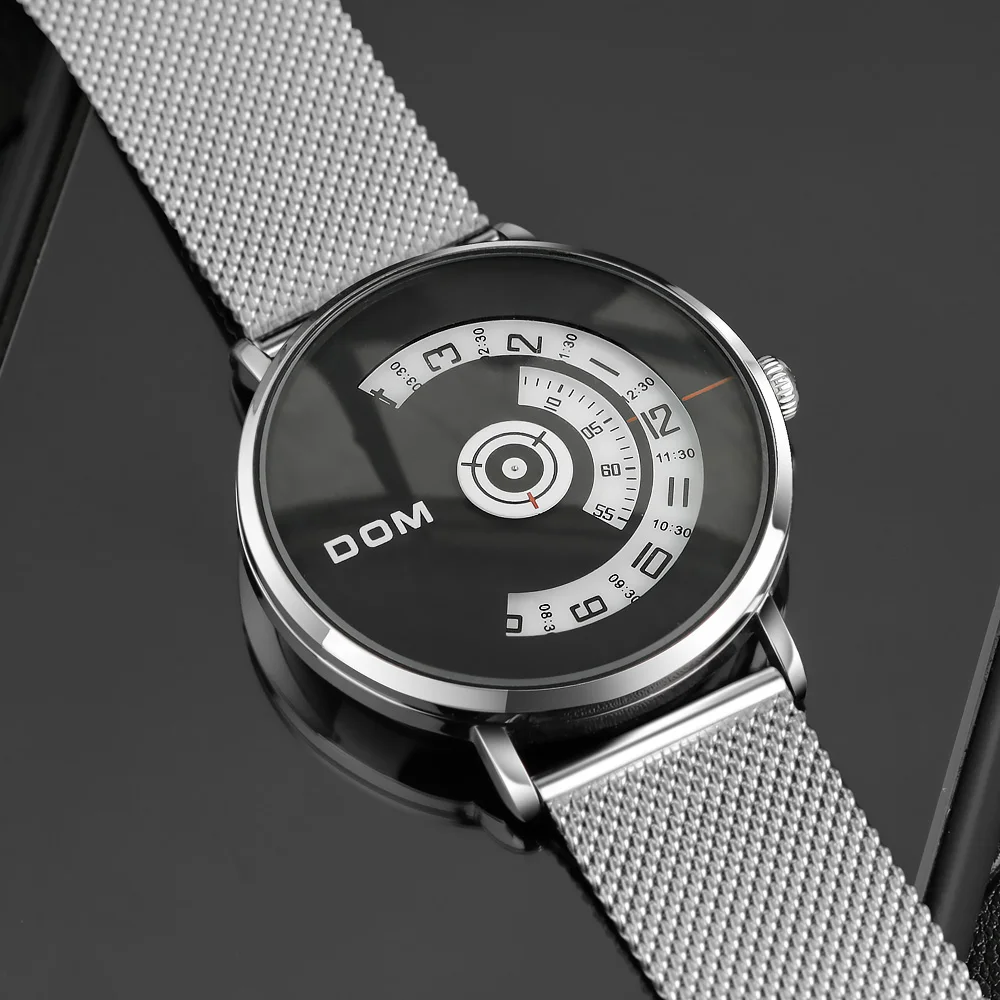 

Mens Watches DOM Top Luxury Brand Men Steel Sports Watches Men's Quartz Black Clock Waterproof Military Watch Clock M-1303D-1M7
