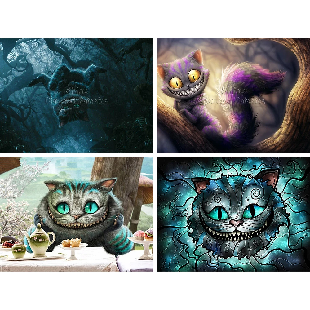 Diseny Alice In Wonderland Diamond Painting 5D Cheshire Cat Diamond  Embroidery Cartoon Rhinestones Paintings DIY Home Decor