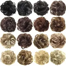 Tie-Extension Hairpieces Hair-Bun Bands Elastic-Hair Messy Curly Wavy Synthetic Trendy-Design