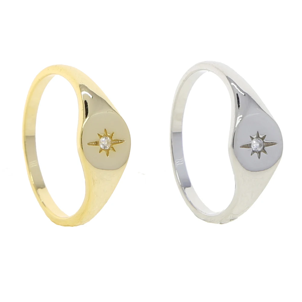 Signet Ring Finger-Jewelry Starburst-Star Cubic-Zirconia Christmas-Gift Fashion New-Arrived