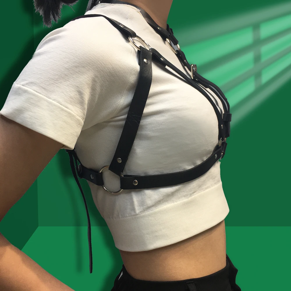 BAFEI Bdsm Hanging Neck Cage Bra Sexy Bondage Lingerie Leather Harness Women Belt Gothic Chest Punk Crop Top Goth Accessories