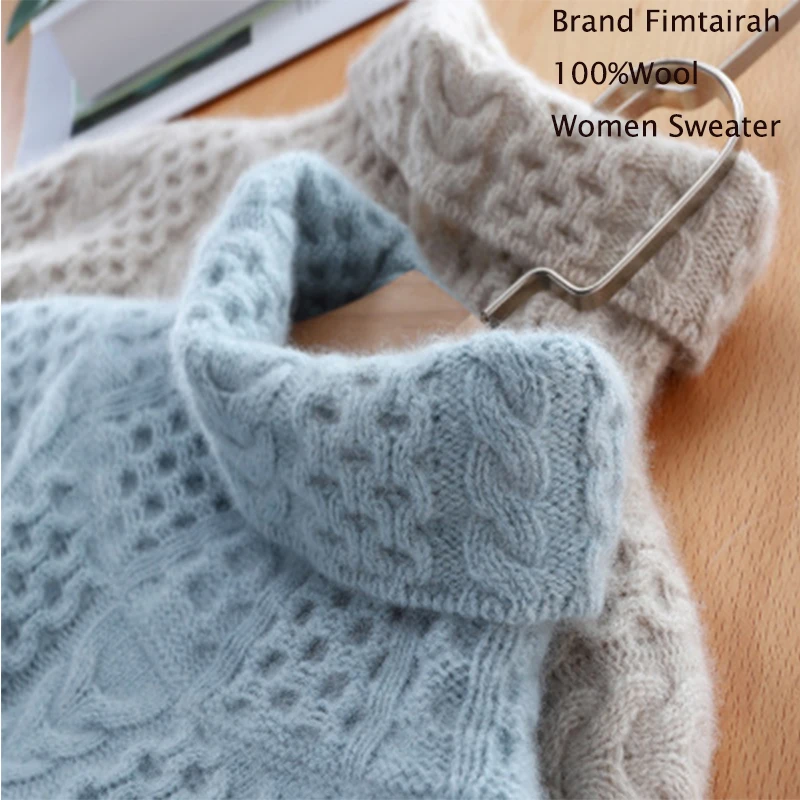 New 100 Pure Wool sweater women winter Brand 2019 autumn Knitted Turtleneck loose Warm thicken fashion pullover | Женская одежда