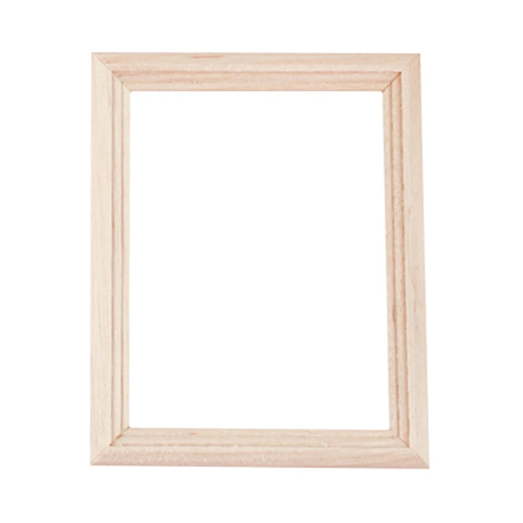 1pc 1/12 Wood Photo Frame Rectangular Dollhouse Miniatures Model Decoration