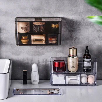 

Transparent Household Double-Layer Storage Cabinet Plastic Drawer Type Closet Portable Cosmetic Jewelry Storage Box