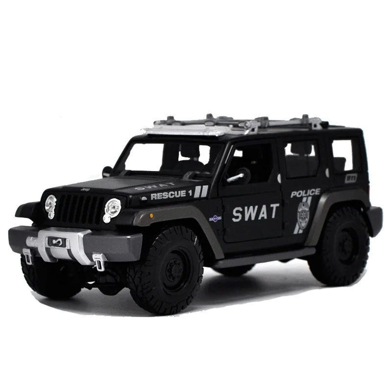 1/18 масштаб Wrangler Полицейская машина сплав модель автомобиля литье под давлением металлический автомобиль игрушки коллекция украшения дисплей дети подарок шоу