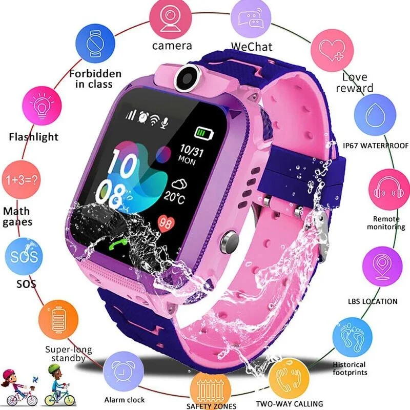 Kids Smart Watch Phone Children Gift Bracelet SOS Positioning Call Waterproof SIM Compatible With Anroid IOS Long Standby Time
