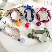 Стиль, Южная Корея, аксессуары для головы, карамельный цветной акриловый шар, узел, Ретро стиль, элегантная лента для волос, корейский стиль, жемчужное кольцо для волос