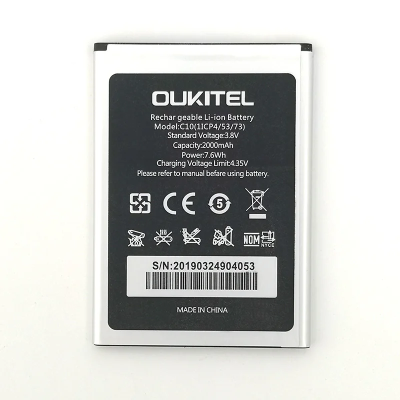 100% реальные 2 шт. 2000 мАч C10 батарея для Oukitel мобильный телефон последнее