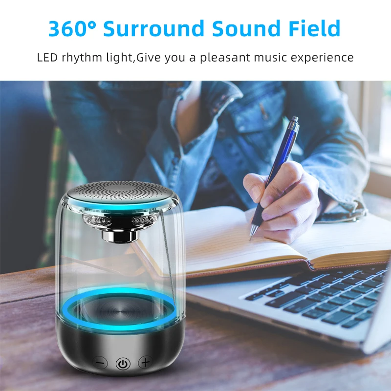 Bluetooth Wireless Speakers Waterproof Stereo Column Portable Speaker Romantic Colorful Light Support TF Card with Mic Bluetooth Wireless Speakers Waterproof Stereo Column Portable Speaker Romantic Colorful Light Support TF Card with Mic