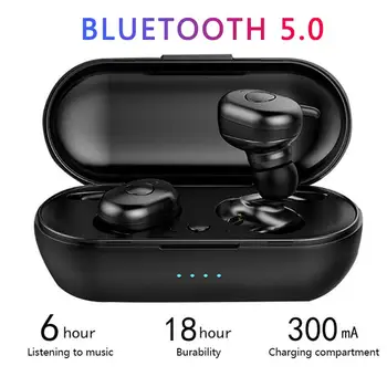 

QP4 Portable Binaural Call Bluetooth 5.0 Touch Button Earphones with Charge Case